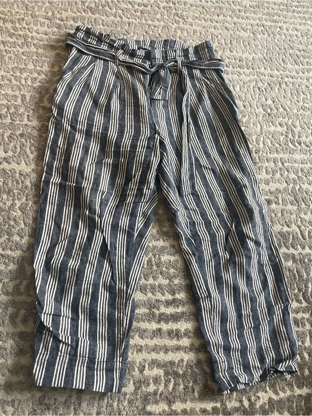 Madewell Navy and White Vertical Stripe Pants